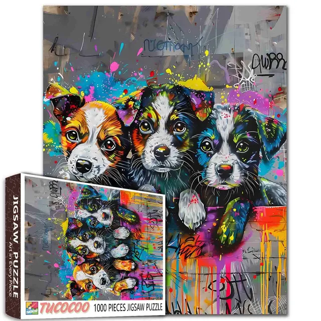 tucocoo-jigsaw-graffiti-puppy-trio-puzzle-1000-teile-hunde-graffiti-motiv image 1