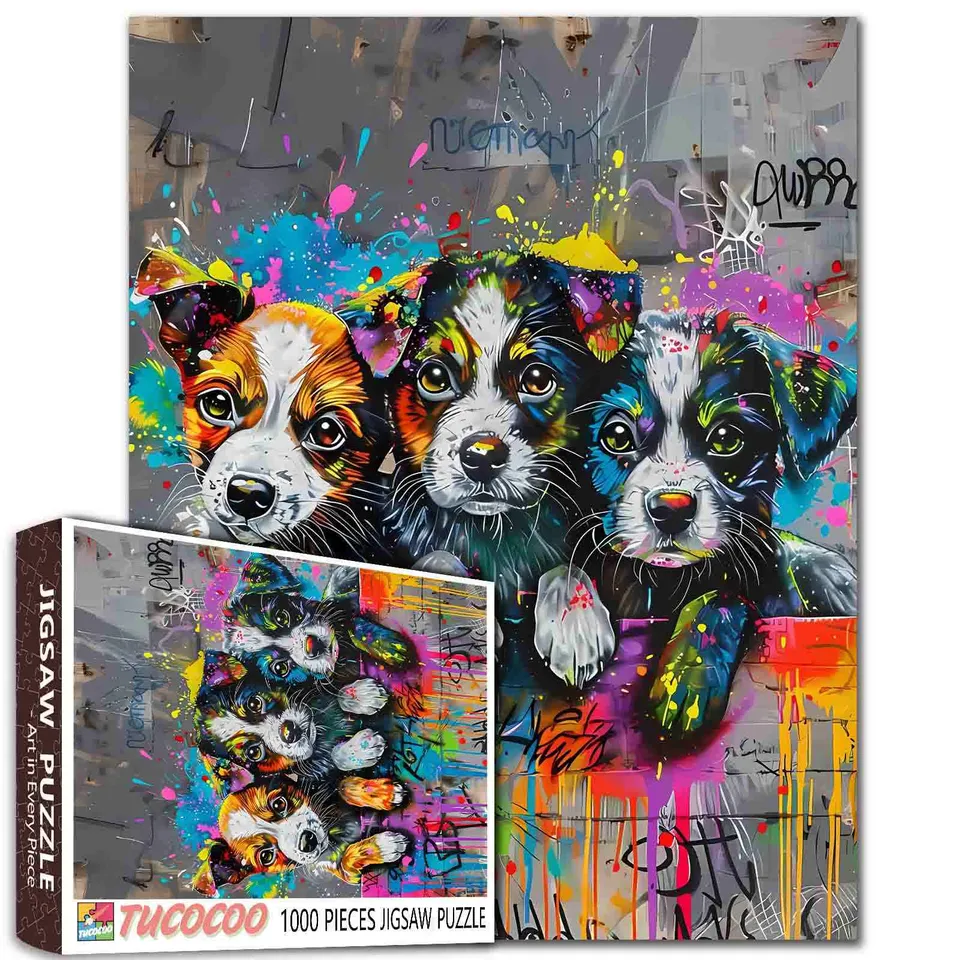 tucocoo-jigsaw-graffiti-puppy-trio-puzzle-1000-teile-hunde-graffiti-motiv image 1