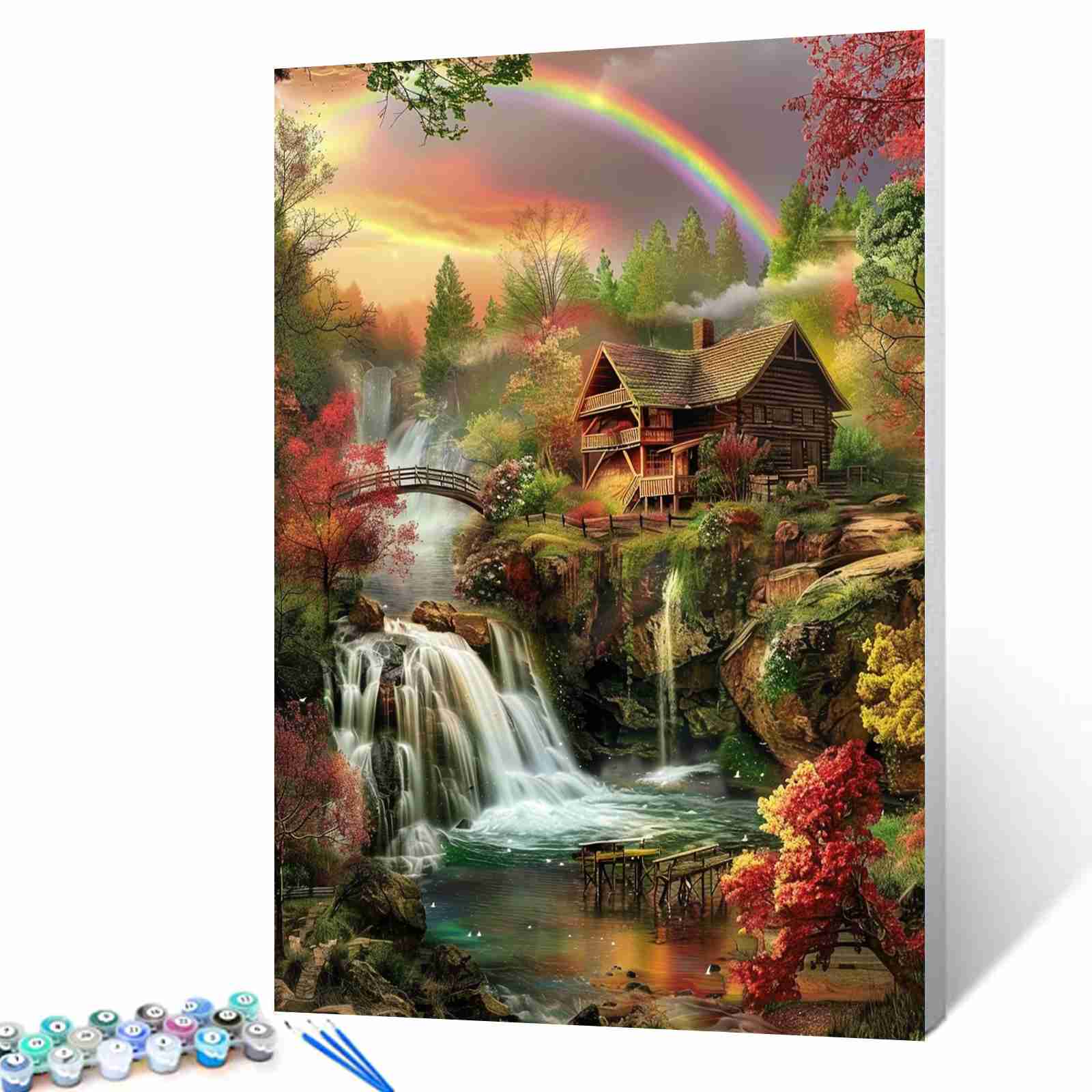 tucocoo-sunset-rainbow-cabin-malen-nach-zahlen-40x50-ohne-rahmen image 1