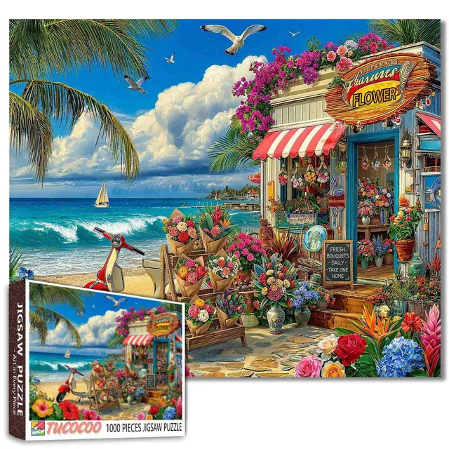 tucocoo-tropical-beach-flower-shop-puzzle-1000-teile-blumen image 1