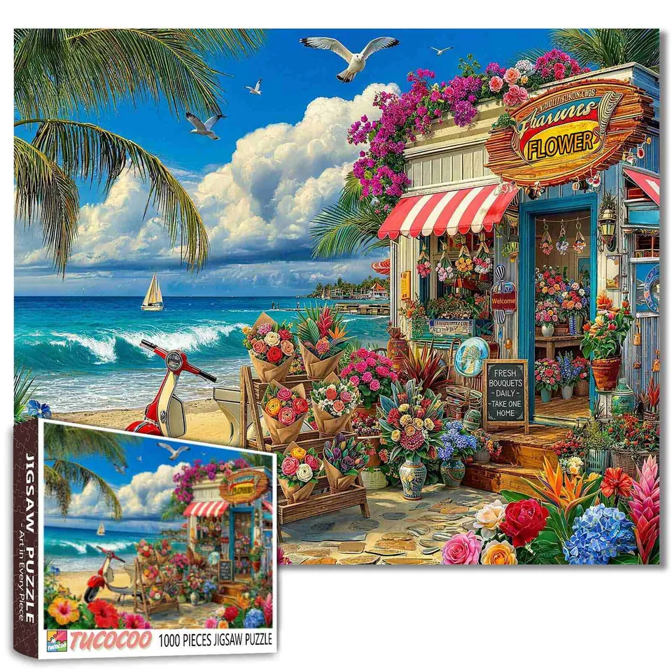 tucocoo-tropical-beach-flower-shop-puzzle-1000-teile-blumen image 1