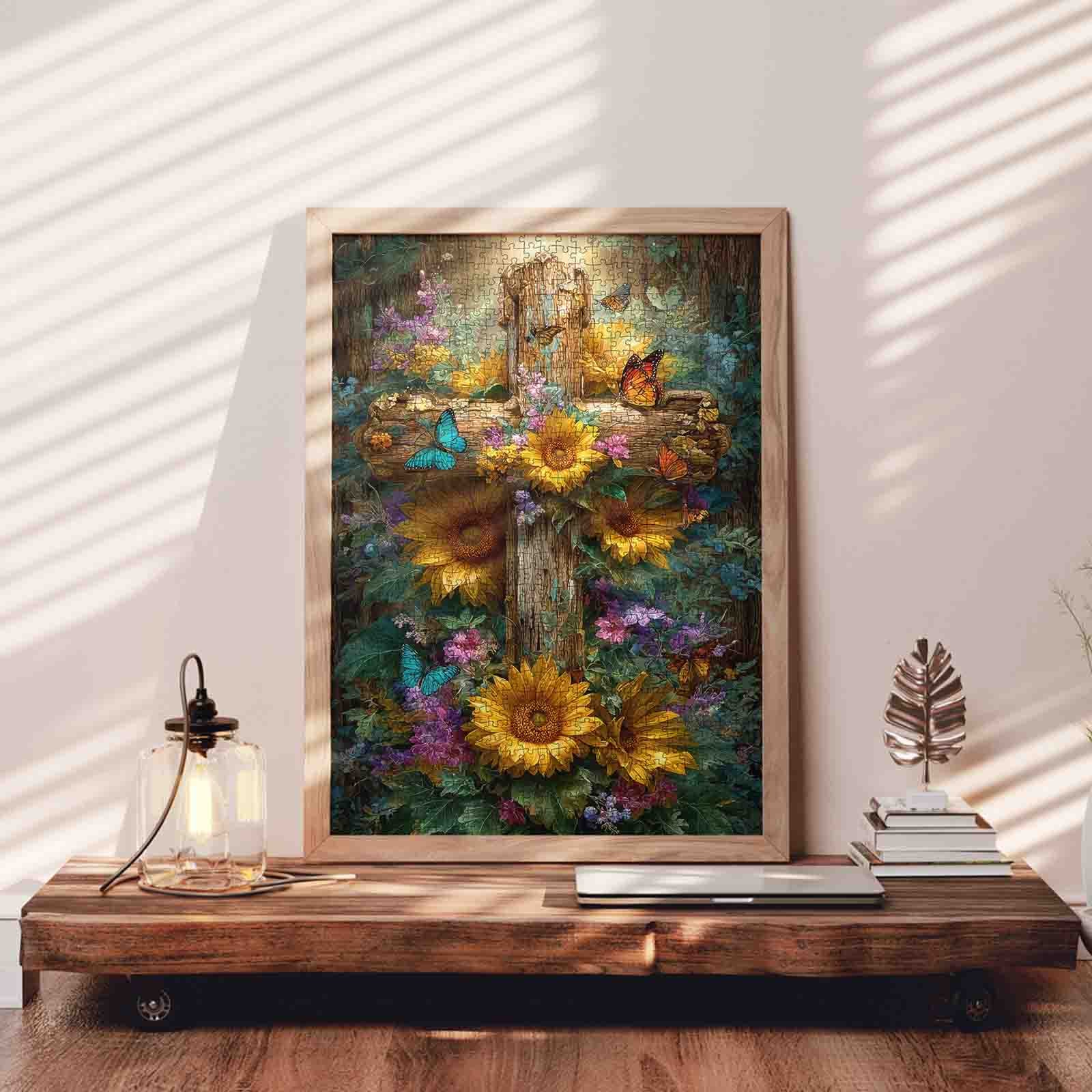 tucocoo-jigsaw-puzzles-sonnenblumen-kreuz-puzzle-1000-teile image 3
