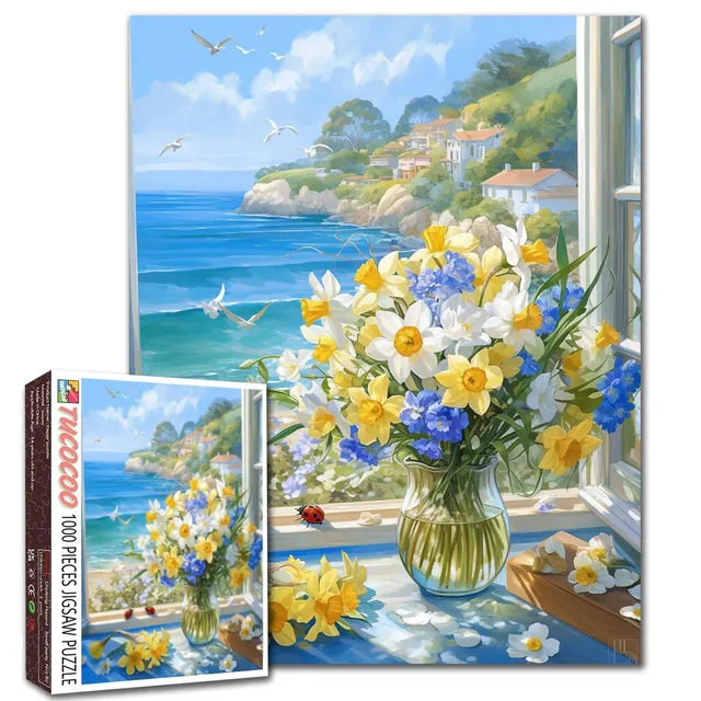tucocoo-coastal-window-flowers-puzzle-1000-teile-meer image 1
