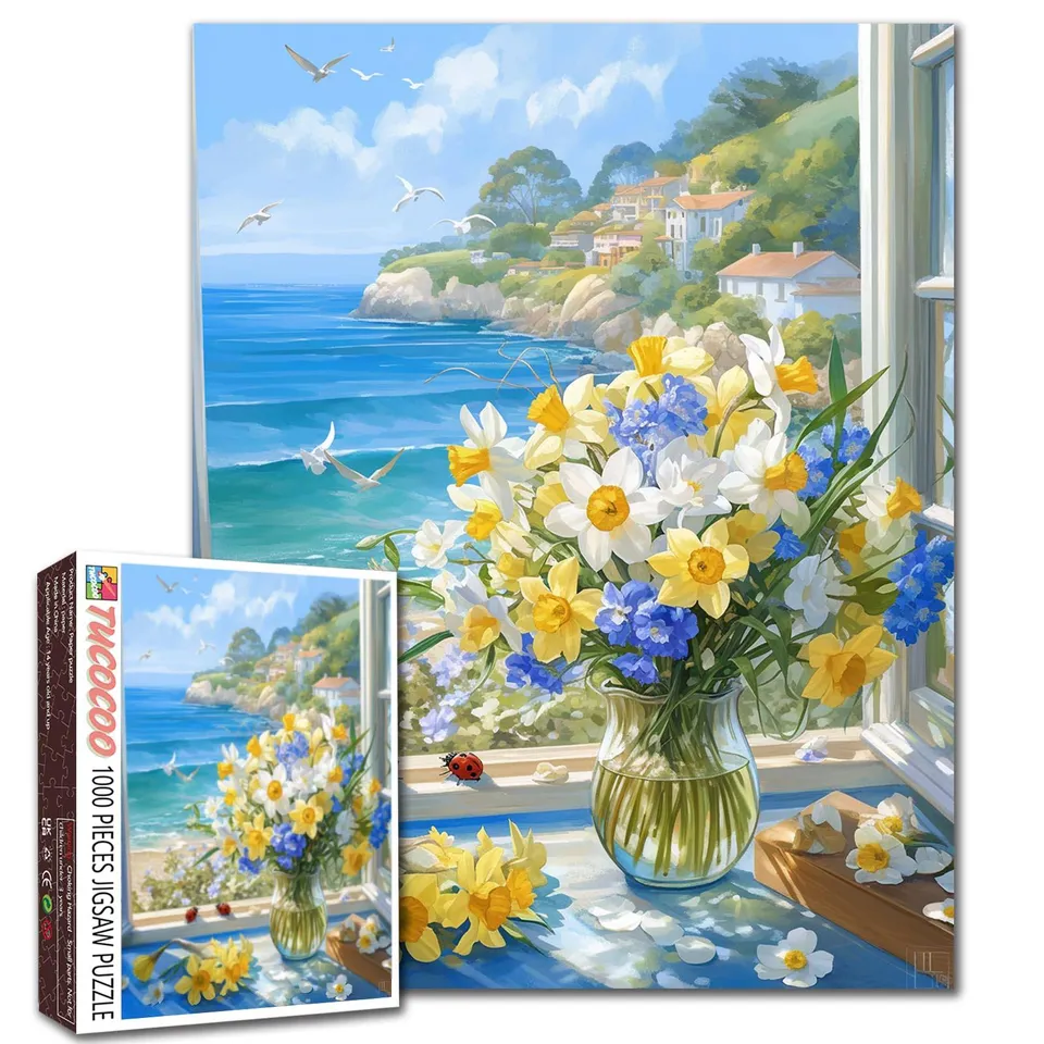 tucocoo-coastal-window-flowers-puzzle-1000-teile-meer image 1