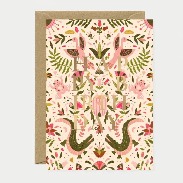 all-the-ways-to-say-happy-birthday-pink-croco-karte-a6-krokodil image 1