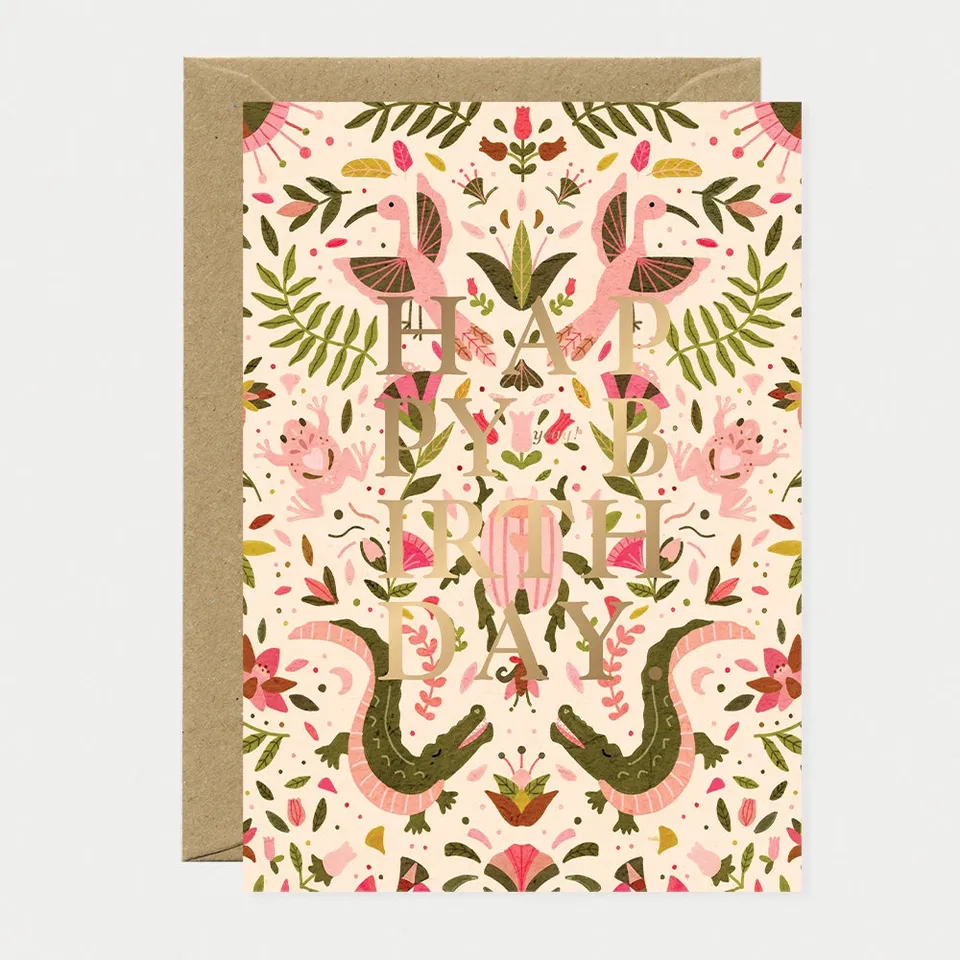 all-the-ways-to-say-happy-birthday-pink-croco-karte-a6-krokodil image 1