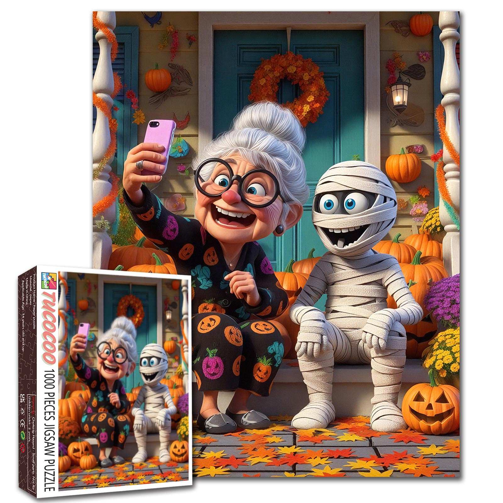 tucocoo-playful-granny-and-mummy-selfie-puzzle-1000-teile-halloween image 1