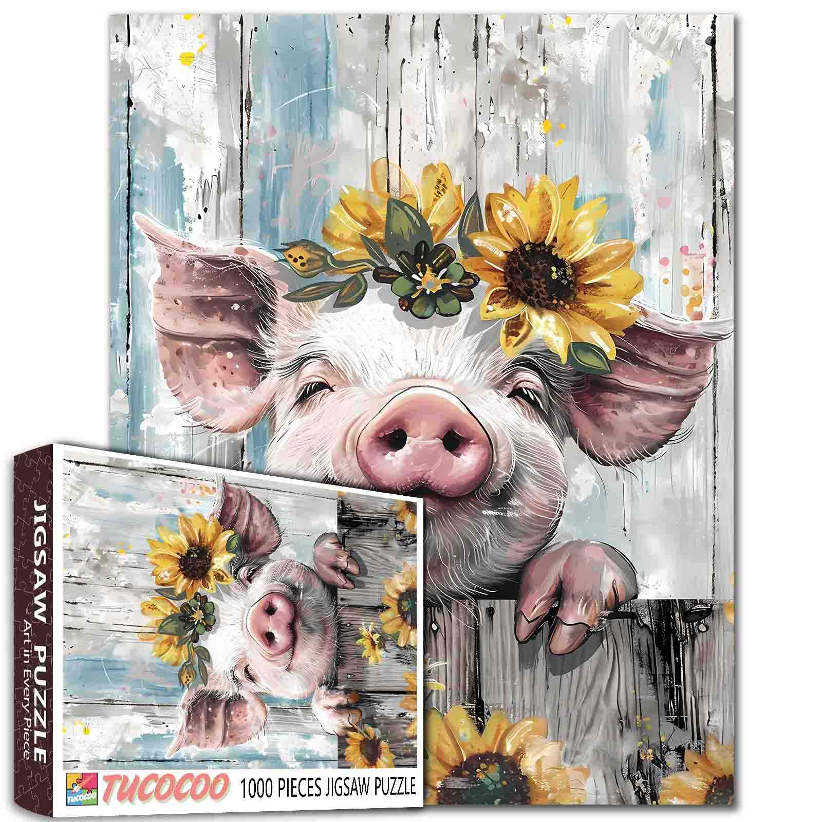 tucocoo-vintage-style-farm-pig-puzzle-1000-teile-schwein image 1