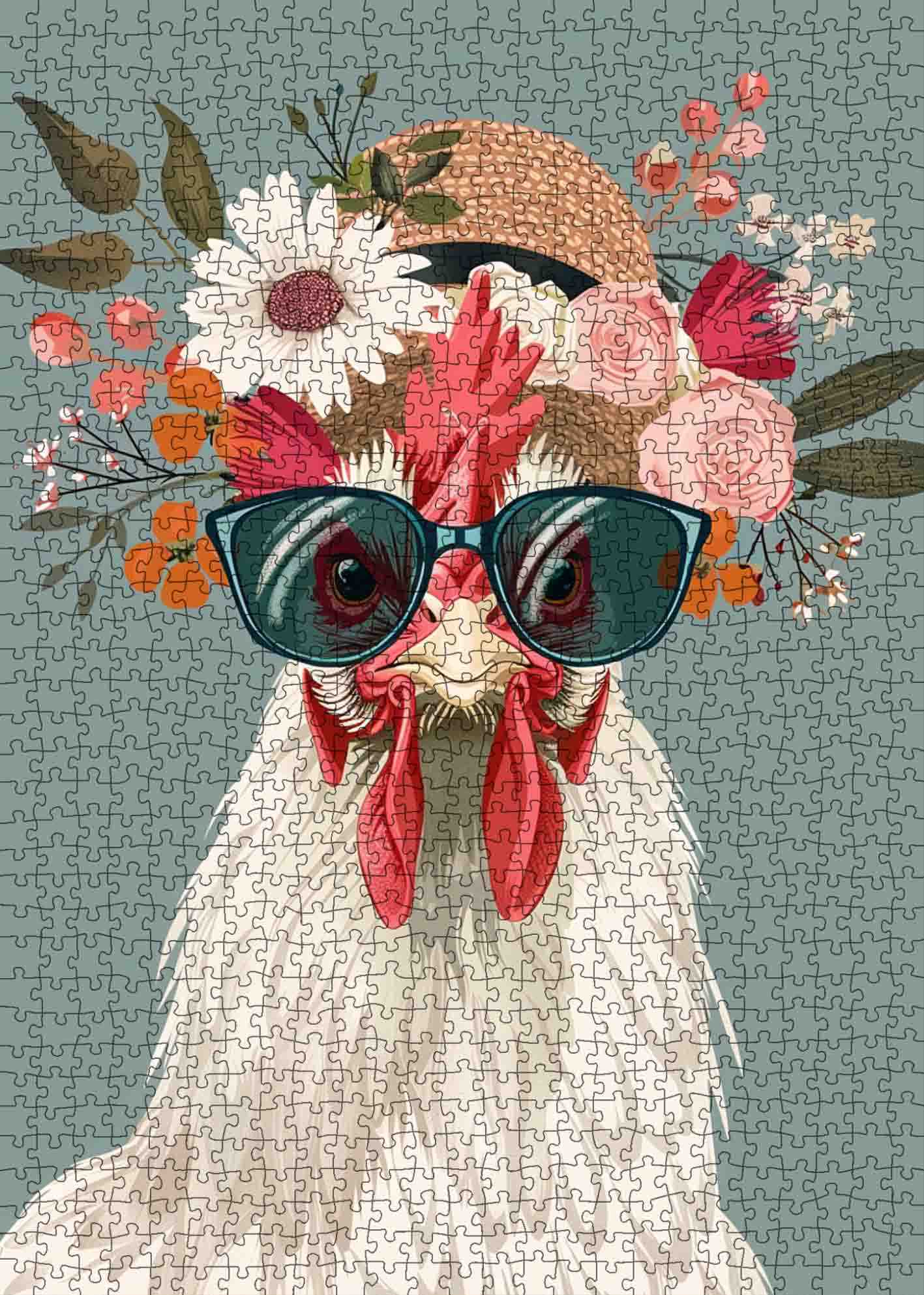 tucocoo-jigsaw-puzzles-rooster-wear-shades-straw-hat-puzzle-1000-teile image 2