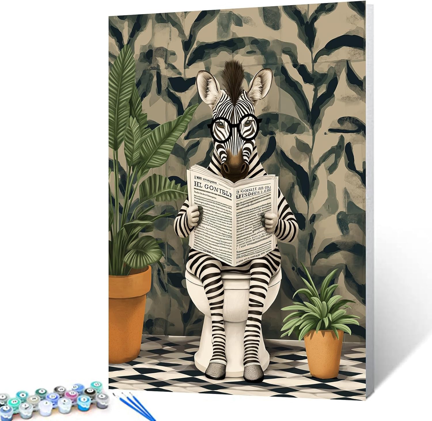 tucocoo-zebra-on-the-toilet-malen-nach-zahlen-40x50-o-rahmen image 1