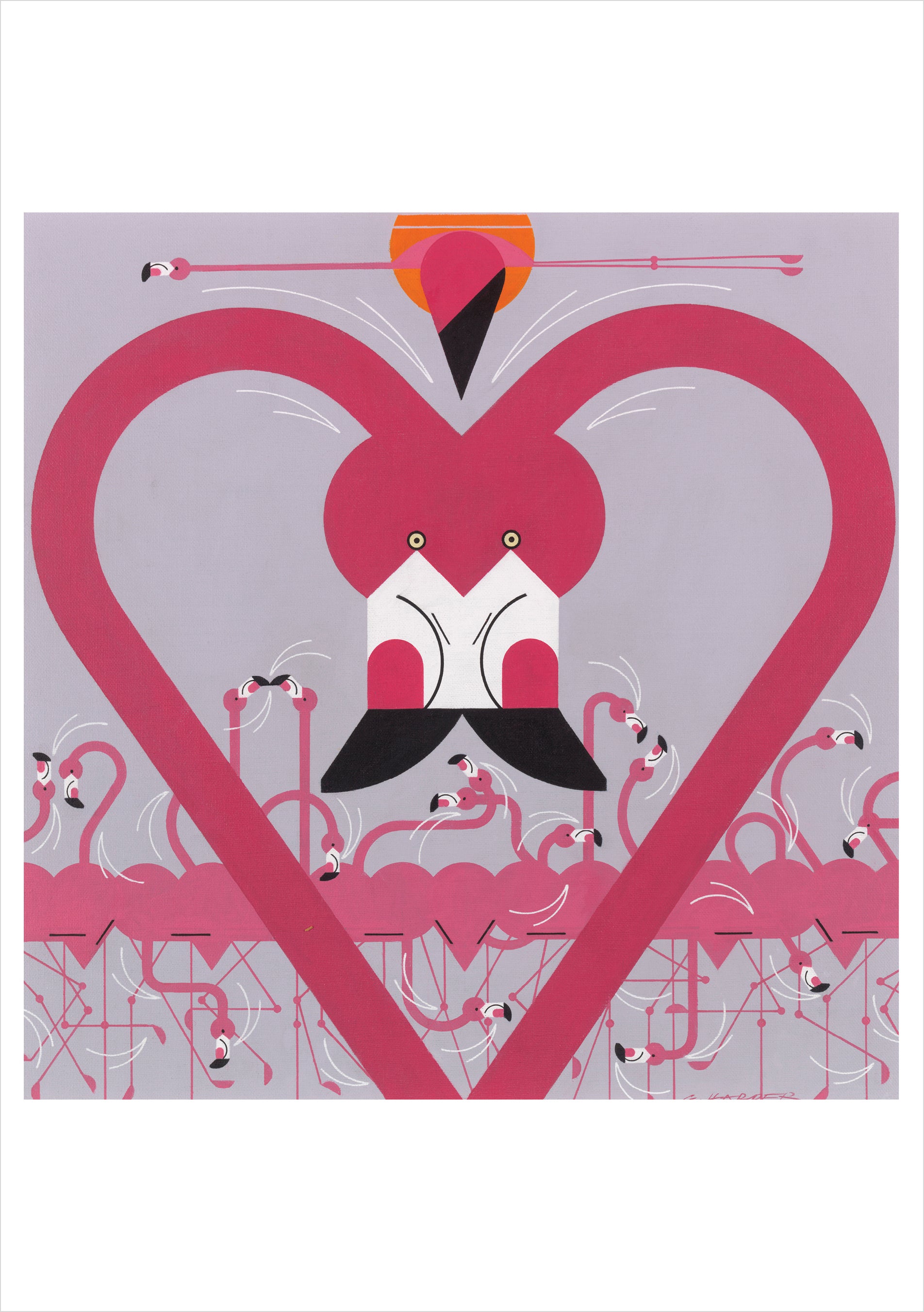 pomegranate-birthday-cards-charley-harper-flamingo-geburtstagskarte image 1