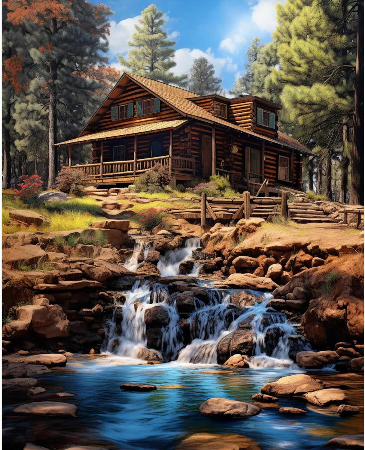 tucocoo-paint-by-numbers-cabin-stream-malset-40x50cm-h-tte image 2