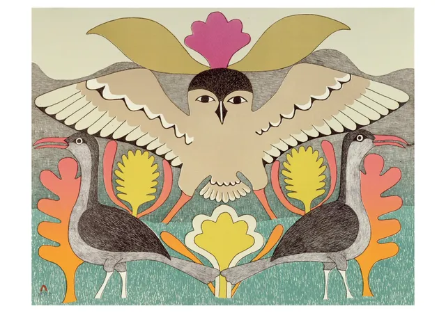 pomegranate-bird-landscape-klappkarte-blanko-vogel-inuit image 1