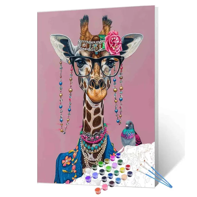 tucocoo-paint-by-numbers-fashionista-giraffe-malen-nach-zahlen-40x50cm-giraffe image 1