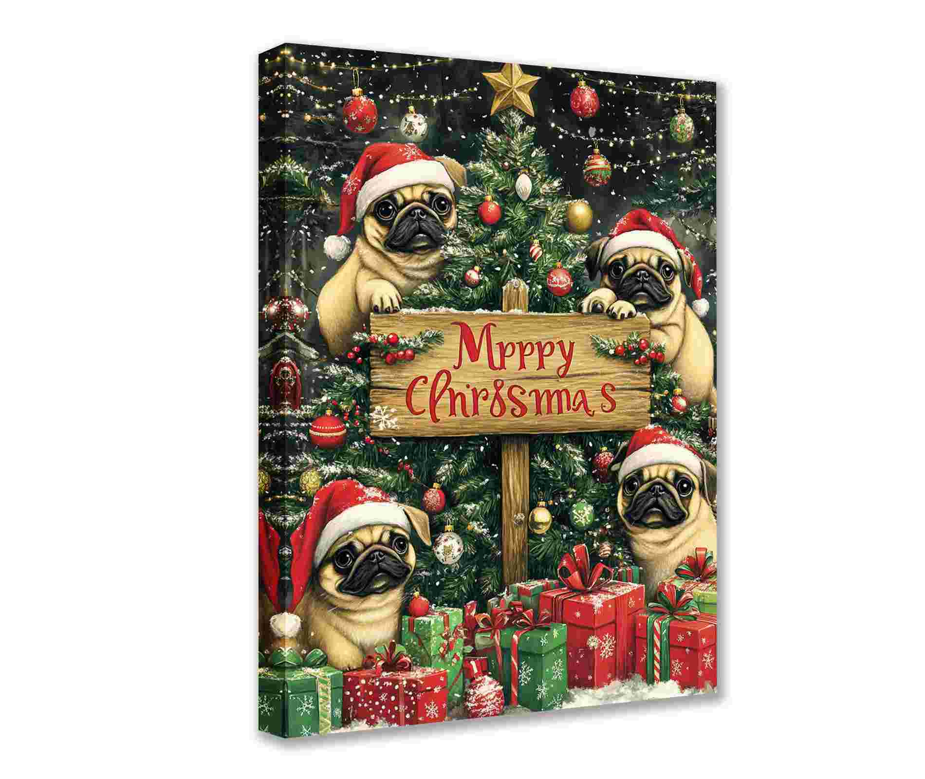 tucocoo-christmas-pugs-leinwandbild-30x40cm-gerahmt-weihnachten image 1