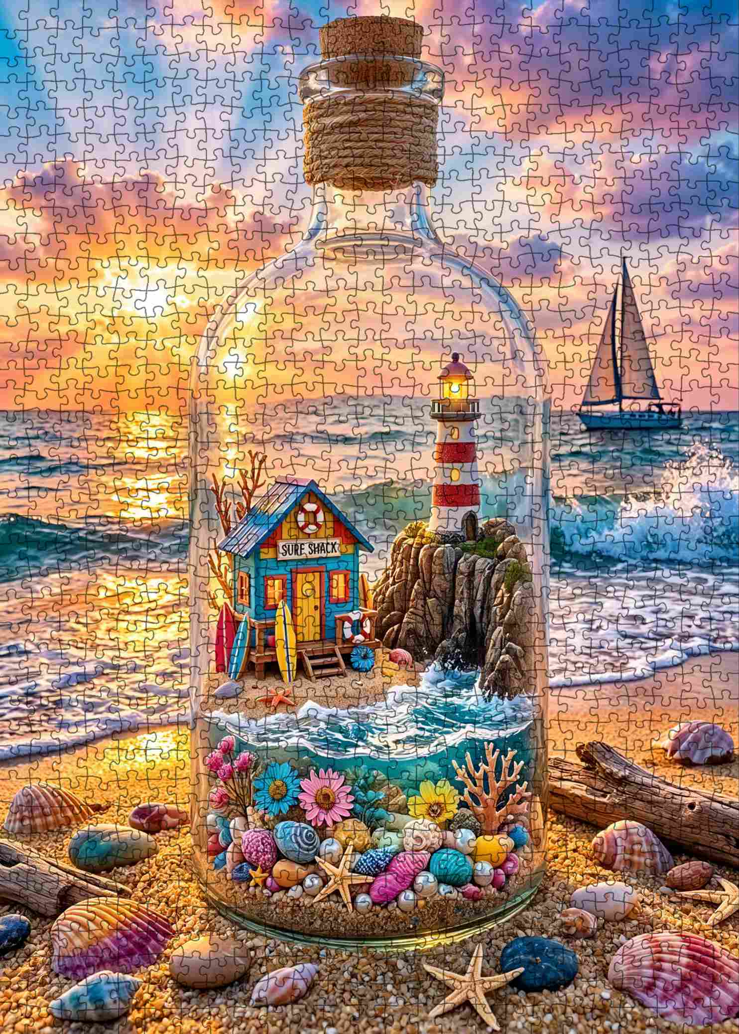 tucocoo-sunset-lighthouse-bottle-puzzle-1000-teile-leuchtturm image 2