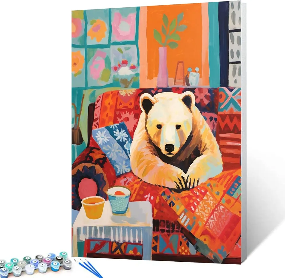 tucocoo-polar-bear-on-sofa-malen-nach-zahlen-40x50-tiere image 1