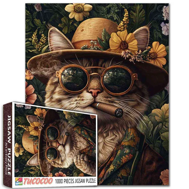 tucocoo-stylish-cat-with-hat-and-cigar-puzzle-1000-teile image 1