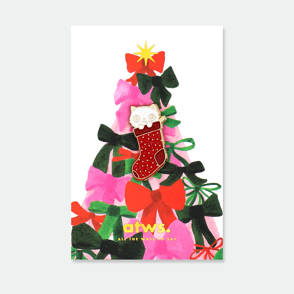 all-the-ways-to-say-cat-sock-pin-katze-weihnachten-emaille image 1