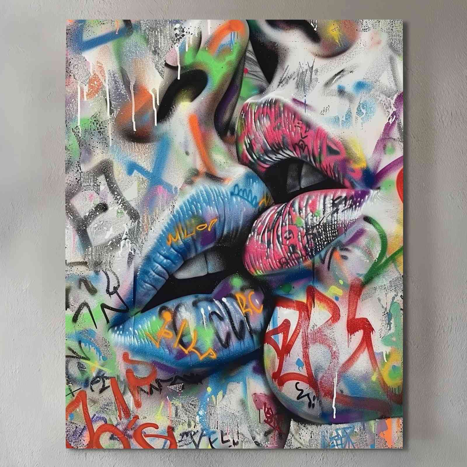 tucocoo-graffiti-lips-pop-art-leinwandbild-30x40-cm-gerahmt image 2