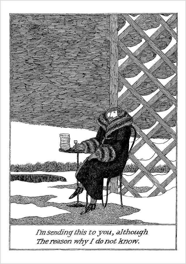 pomegranate-edward-gorey-sending-this-to-you-klappkarte-blanko-humor image 1