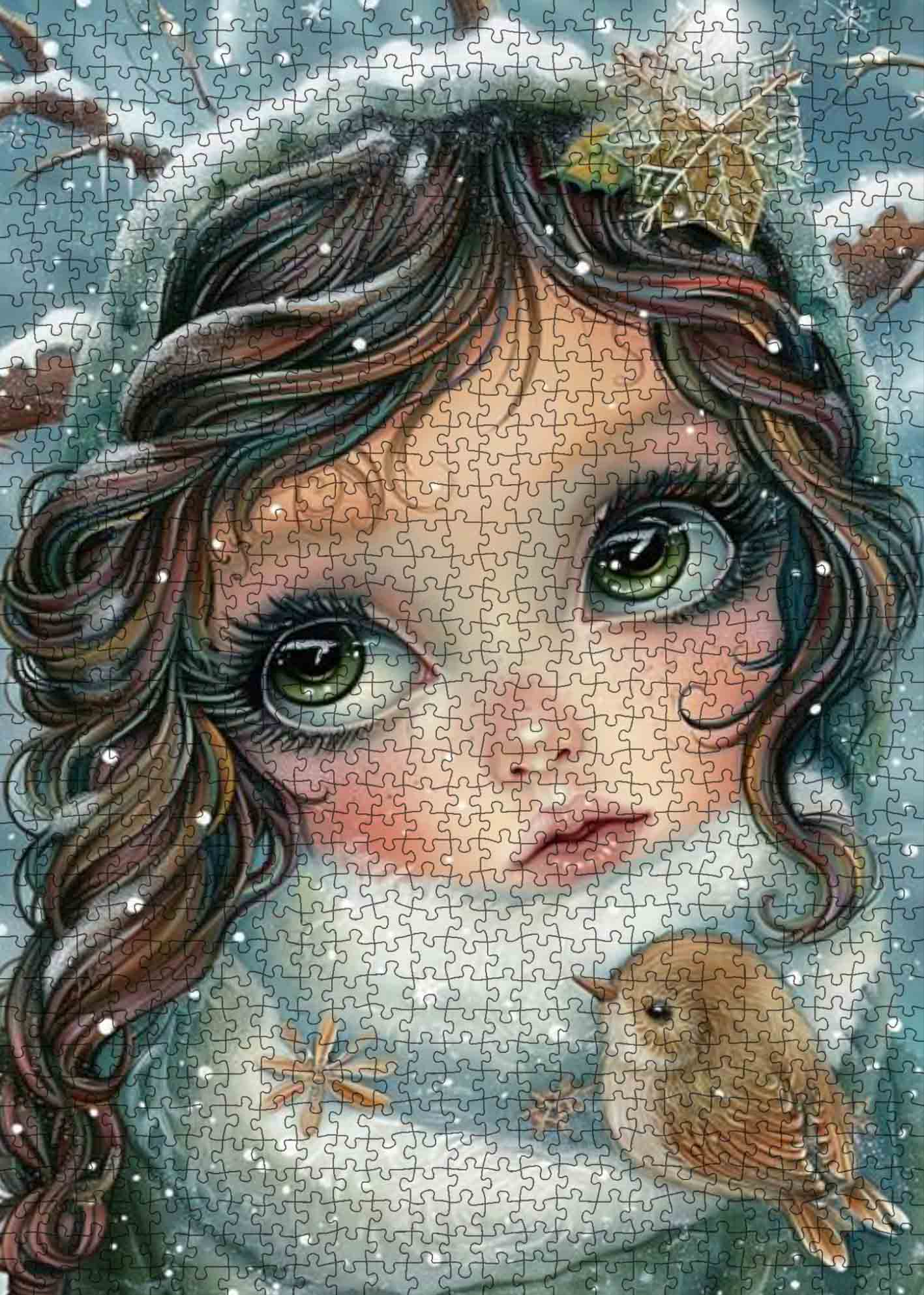 tucocoo-jigsaw-puzzles-snowy-girl-with-bird-puzzle-1000-teile-winter image 2