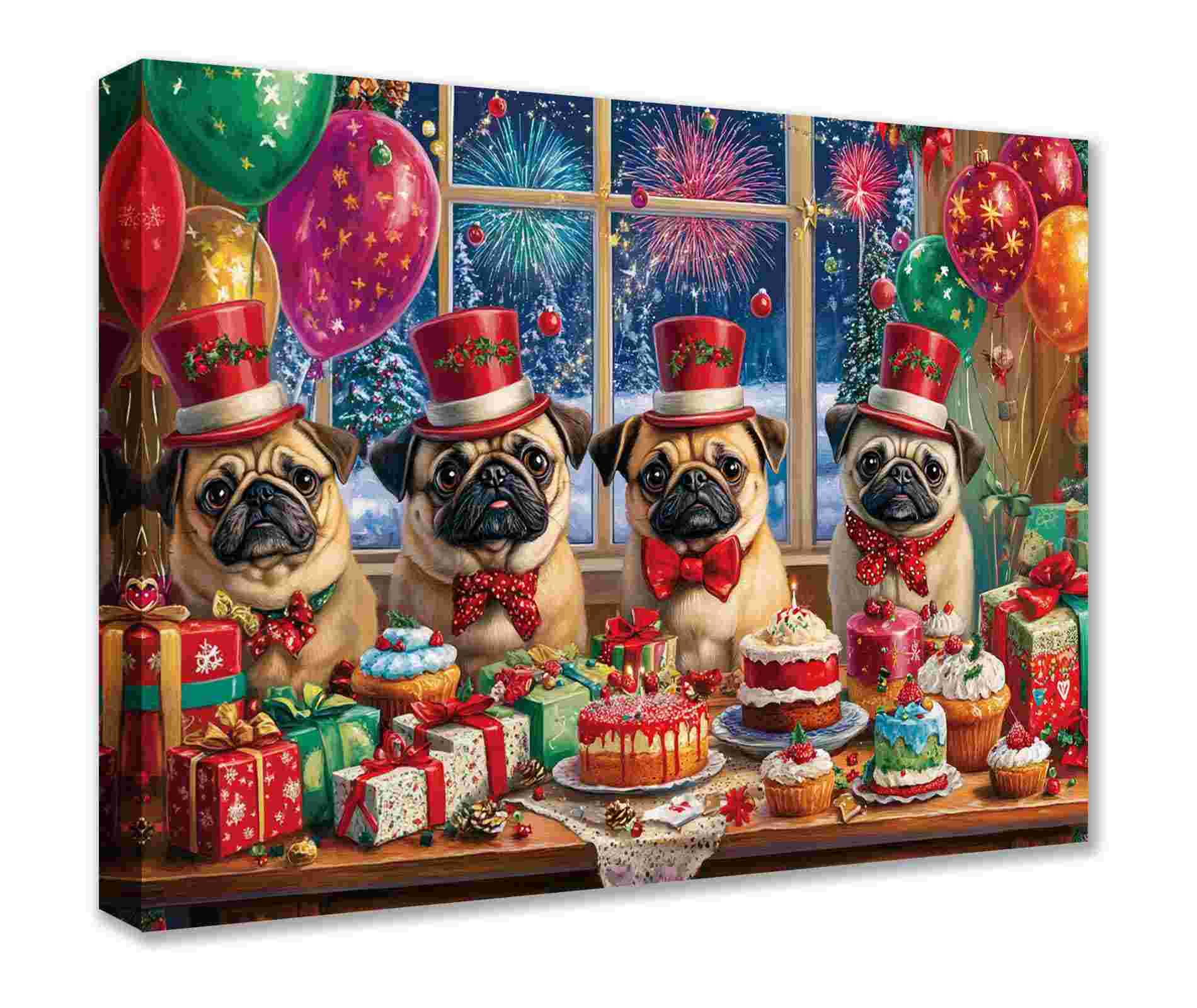 tucocoo-canvas-wall-art-pug-party-leinwandbild-30x40cm image 1