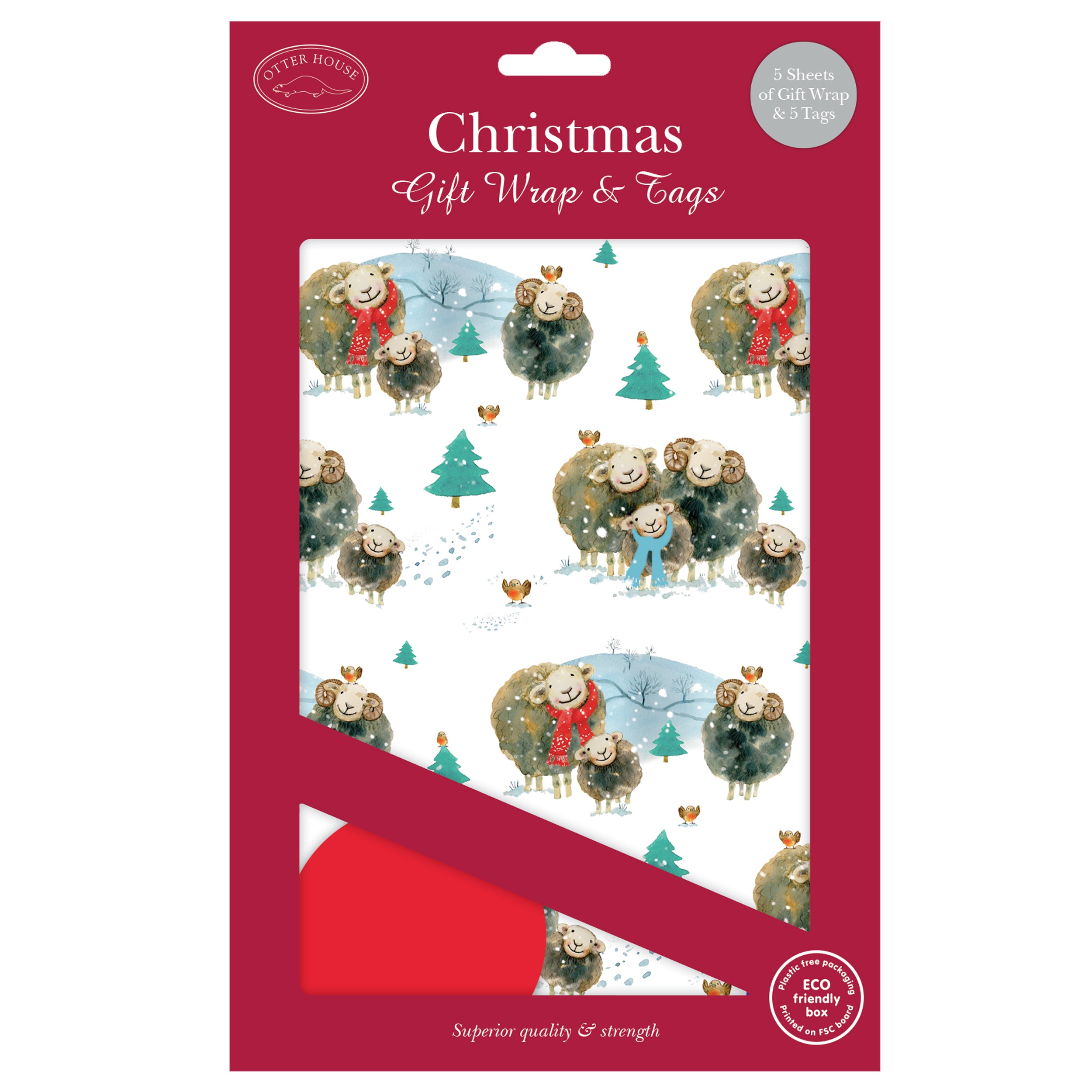 otter-house-huddling-herdwicks-geschenkpapier-5-bogen-tags image 1