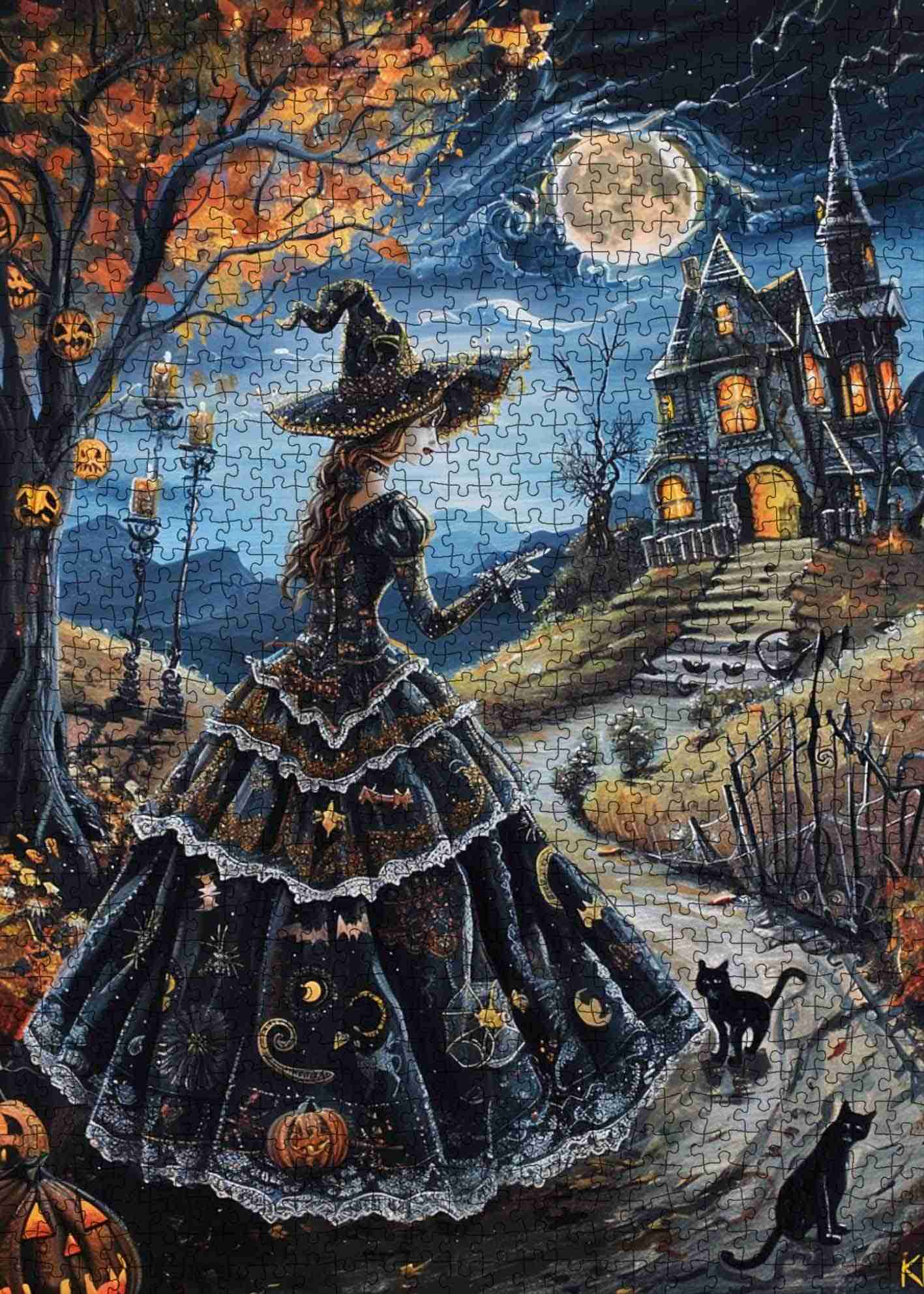 tucocoo-witch-moonlit-mansion-path-puzzle-1000-teile-hexe image 2