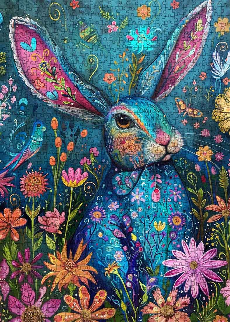 tucocoo-floral-rabbit-puzzle-1000-teile-hase-blumen image 2