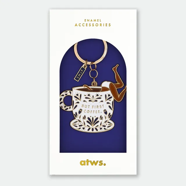 all-the-ways-to-say-but-first-coffee-keychain-kaffee-emaille image 1
