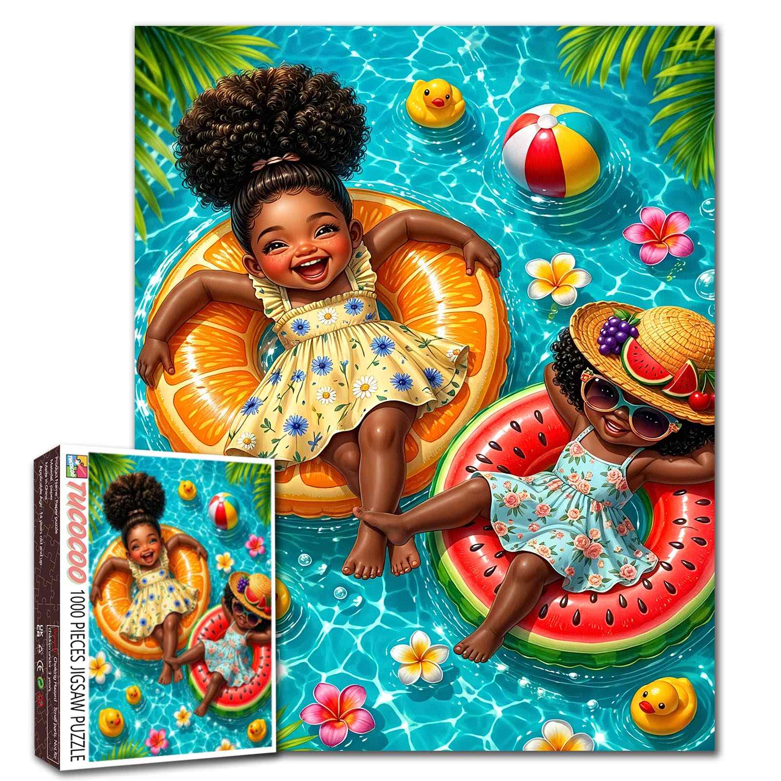 tucocoo-summer-pool-float-friends-puzzle-1000-teile-sommer image 1