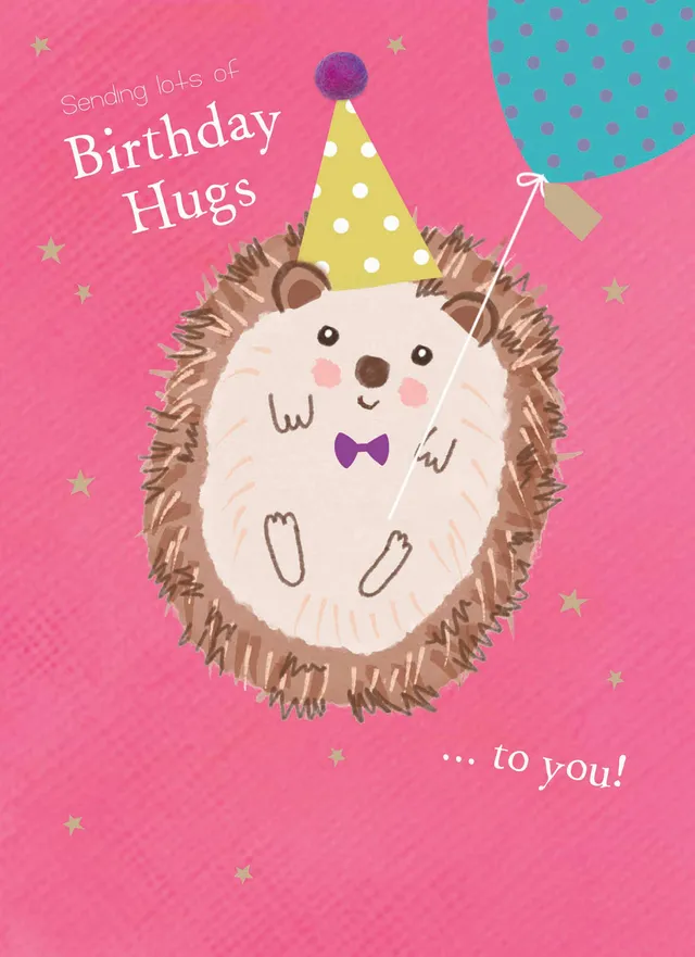otter-house-pom-poms-geburtstagskarte-igel-birthday-hugs image 1