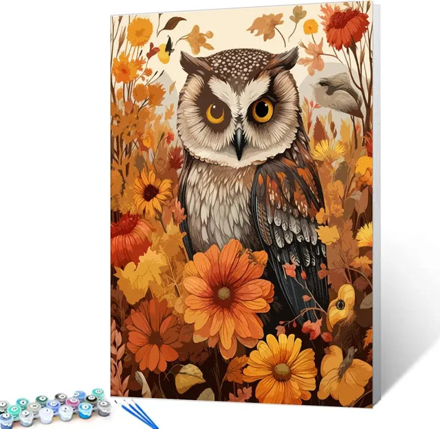 tucocoo-autumn-flower-owl-malen-nach-zahlen-40x50-eule image 1