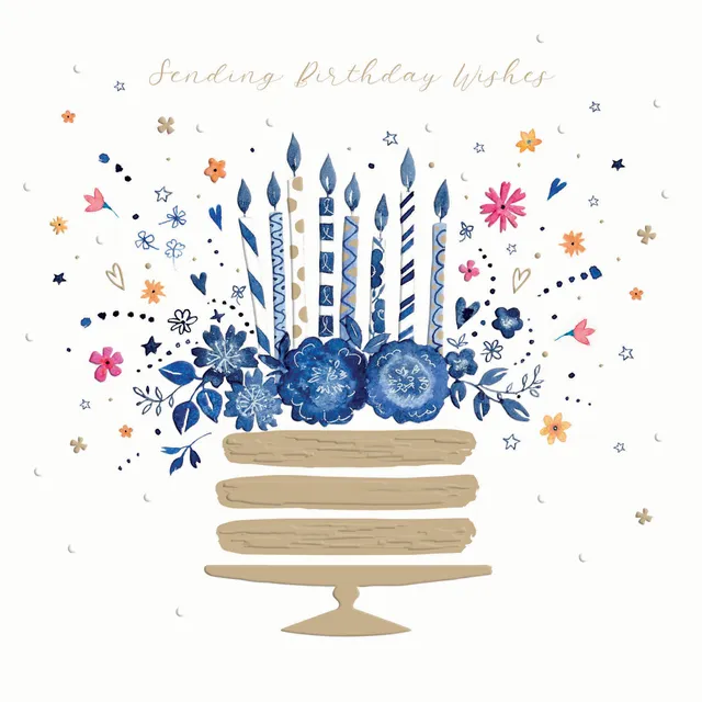 otter-house-blue-willow-floral-cake-geburtstagskarte-blumen image 1