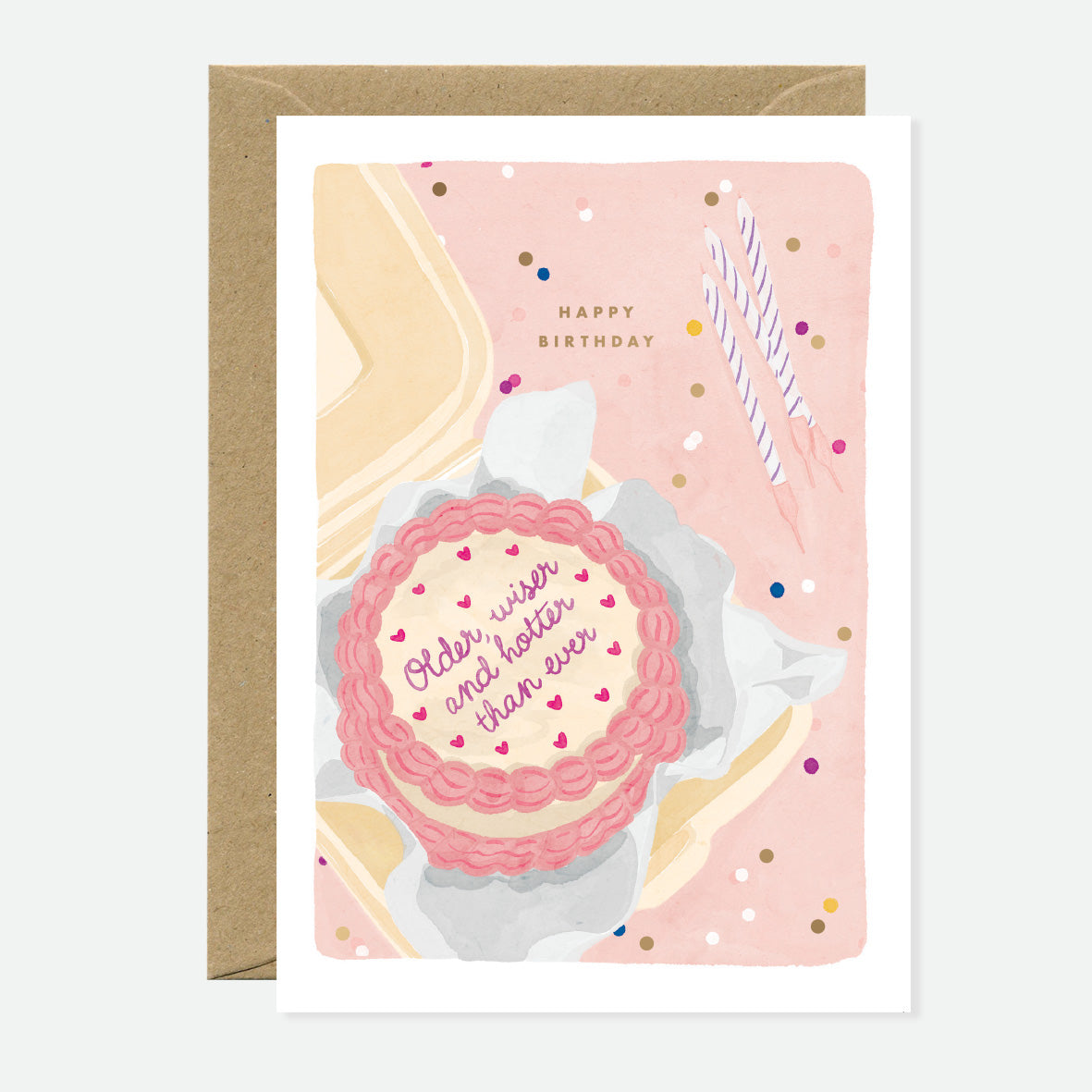 all-the-ways-to-say-older-wiser-cake-geburtstagskarte-goldfolie image 1