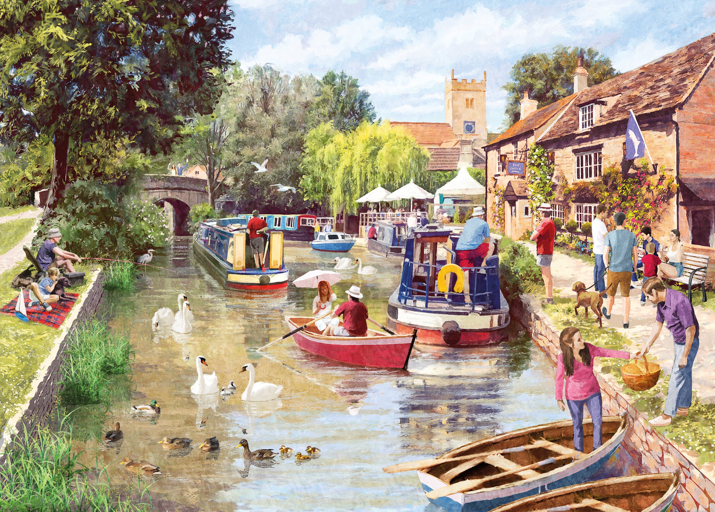otter-house-canal-walk-1000-teile-puzzle-hund-ente image 1