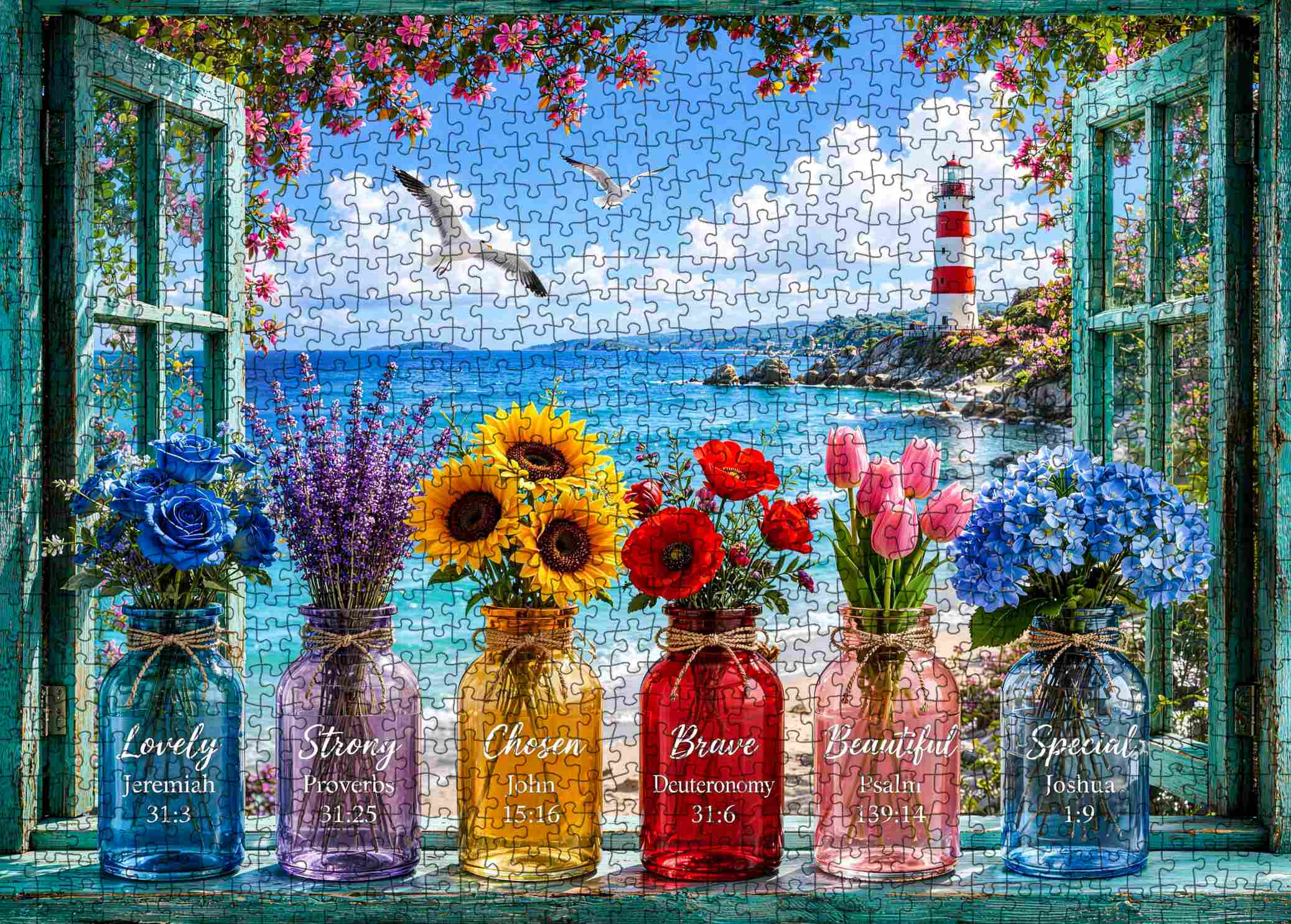 tucocoo-coastal-lighthouse-flower-puzzle-1000-teile-meer image 2