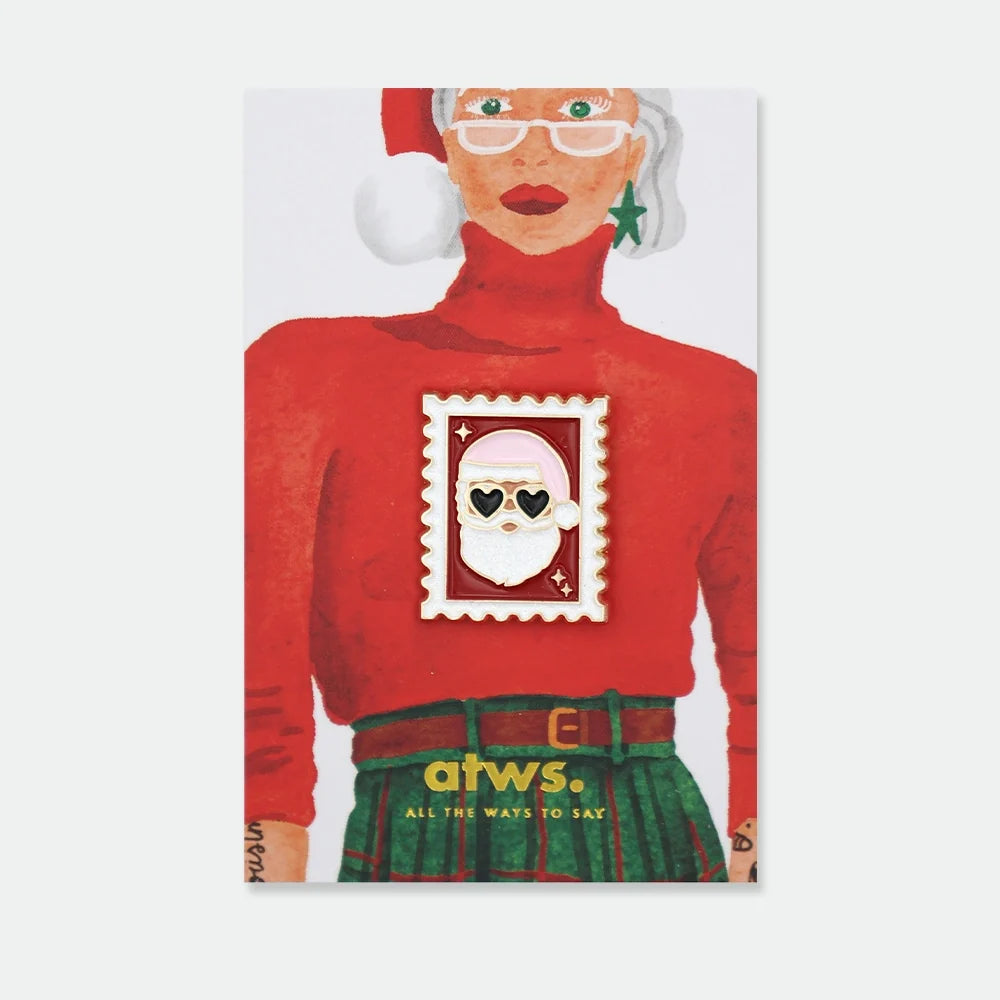 all-the-ways-to-say-santa-stamp-pin-emaille-winter image 1