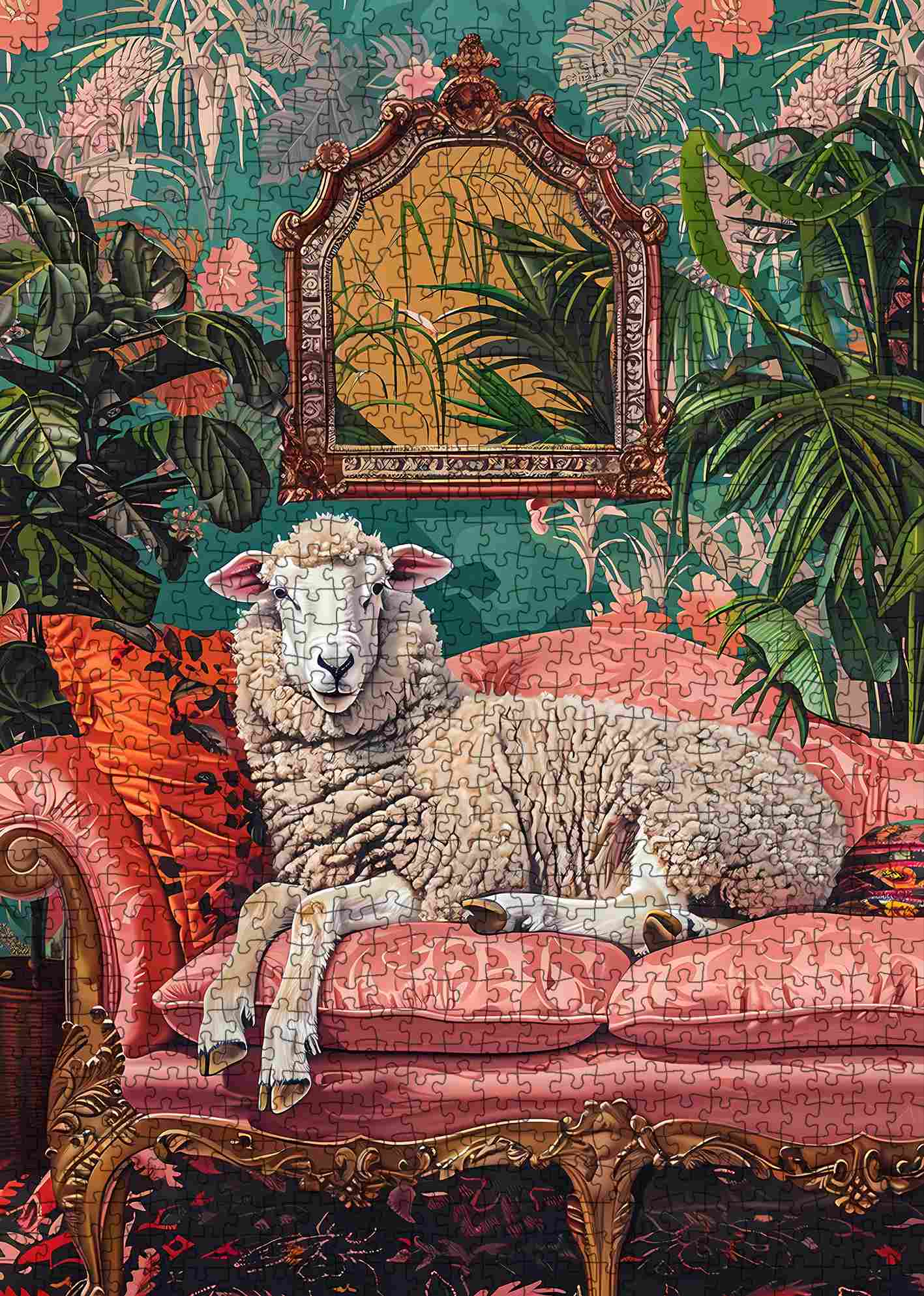 tucocoo-elegant-sheep-tropical-lounge-puzzle-1000-teile-tiere image 2