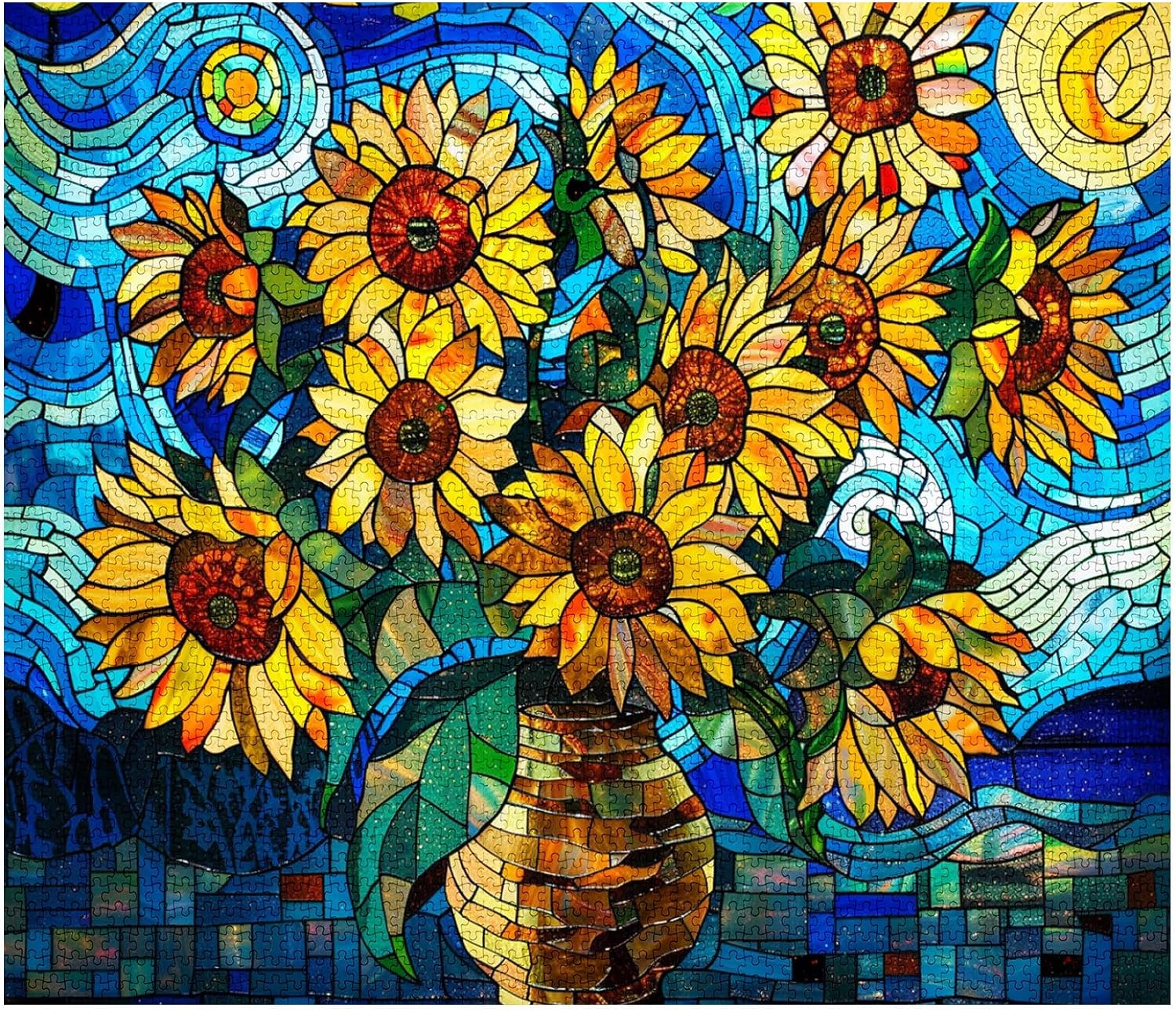 tucocoo-jigsaw-van-gogh-glasfenster-puzzle-1000-teile-blumen image 2