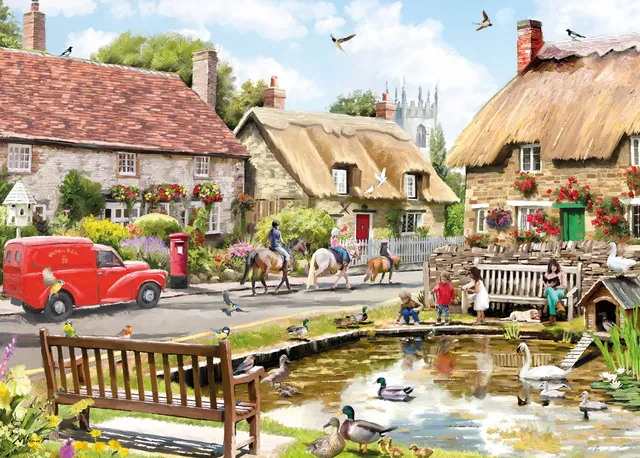 otter-house-nostalgic-village-puzzle-1000-teile-dorf-see image 1