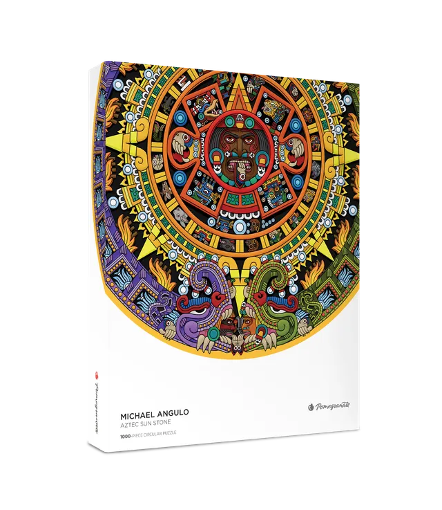 pomegranate-aztec-sun-stone-puzzle-1000-teile-rund image 1