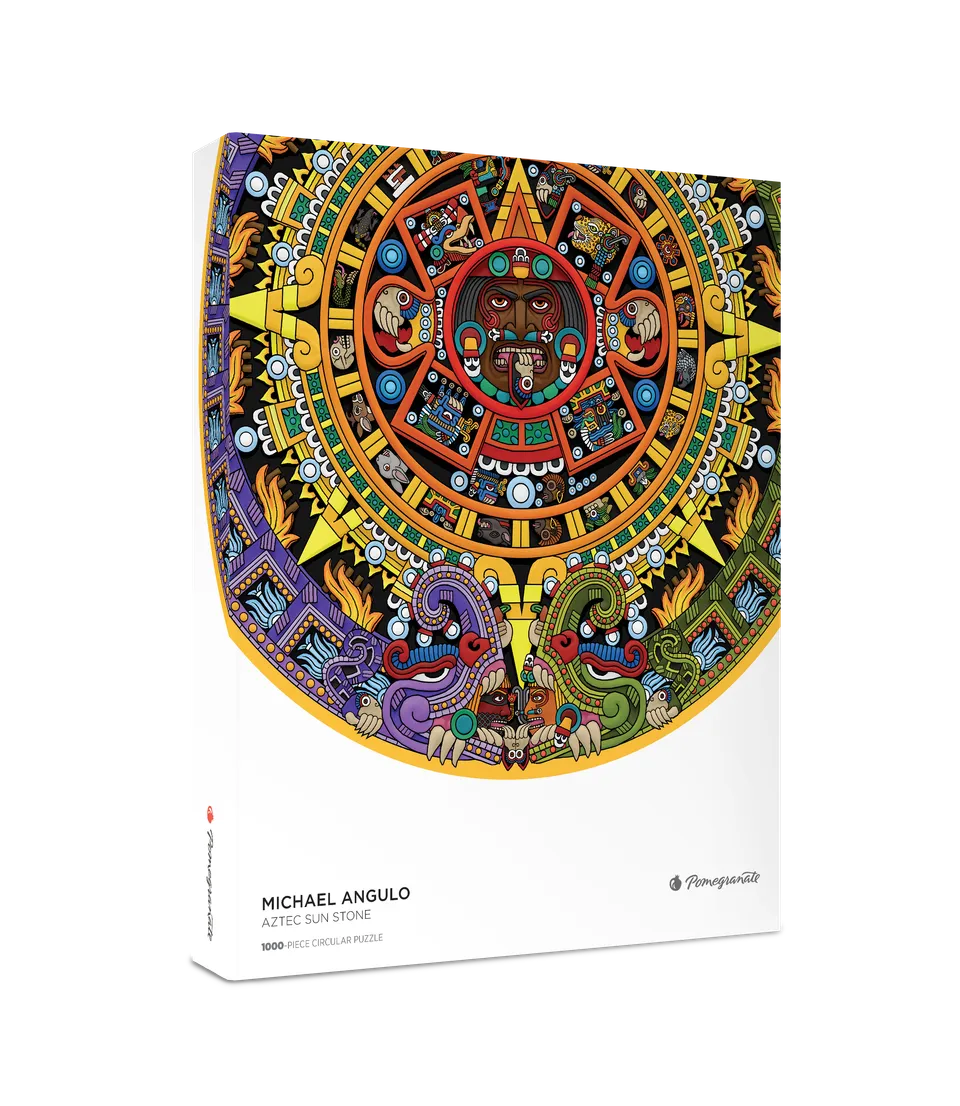 pomegranate-aztec-sun-stone-puzzle-1000-teile-rund image 1