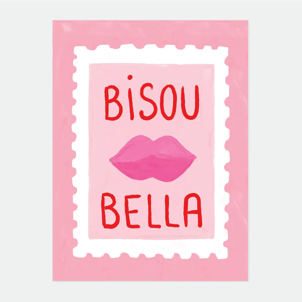 all-the-ways-to-say-bisous-bella-poster-lippen-rosa-3-gr-en image 1