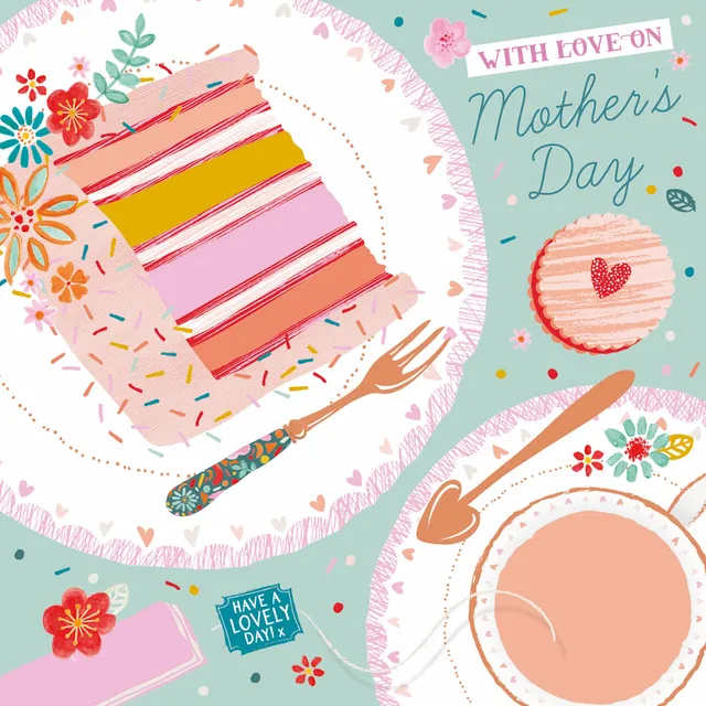 otter-house-afternoon-tea-muttertagskarte-blumen-torte image 1