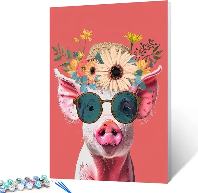 tucocoo-paint-by-numbers-schwein-sonnenbrille-malset-40x50 image 1