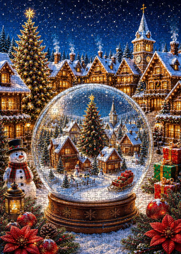 tucocoo-jigsaw-christmas-snow-globe-village-puzzle-1000-teile-weihnachten image 2