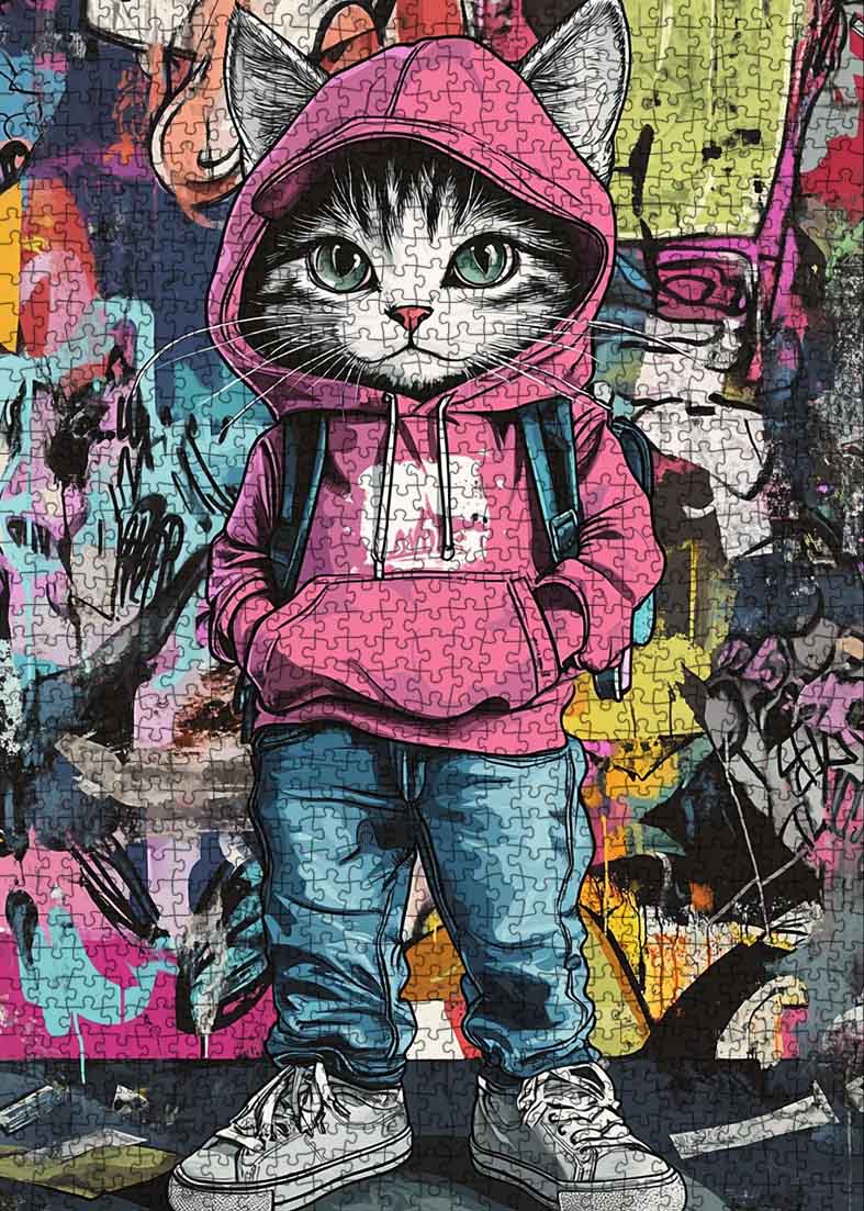 tucocoo-jigsaw-puzzles-graffiti-hoodie-cat-puzzle-1000-teile image 2