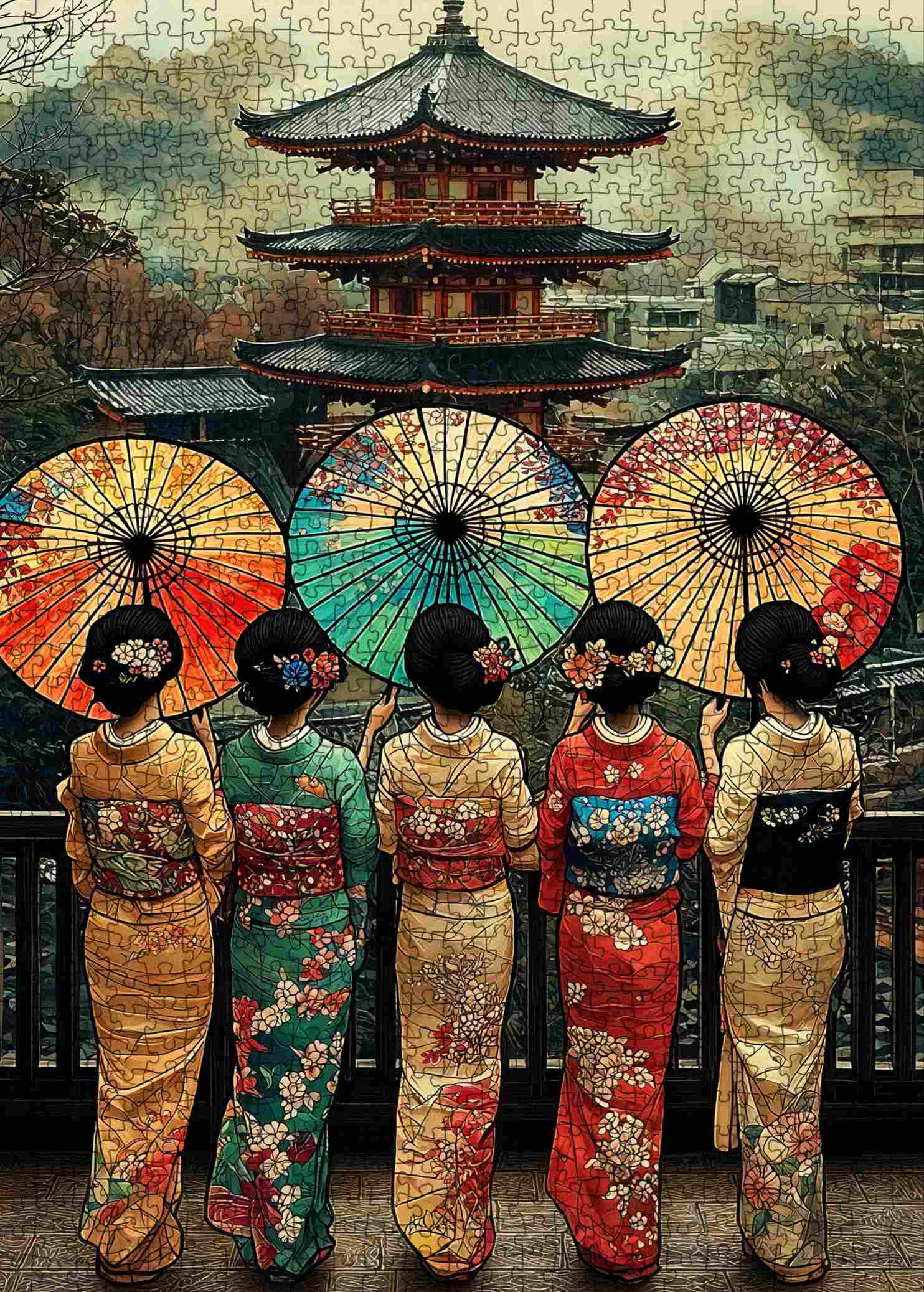 tucocoo-elegant-kimono-girls-kyoto-puzzle-1000-teile-japan image 2